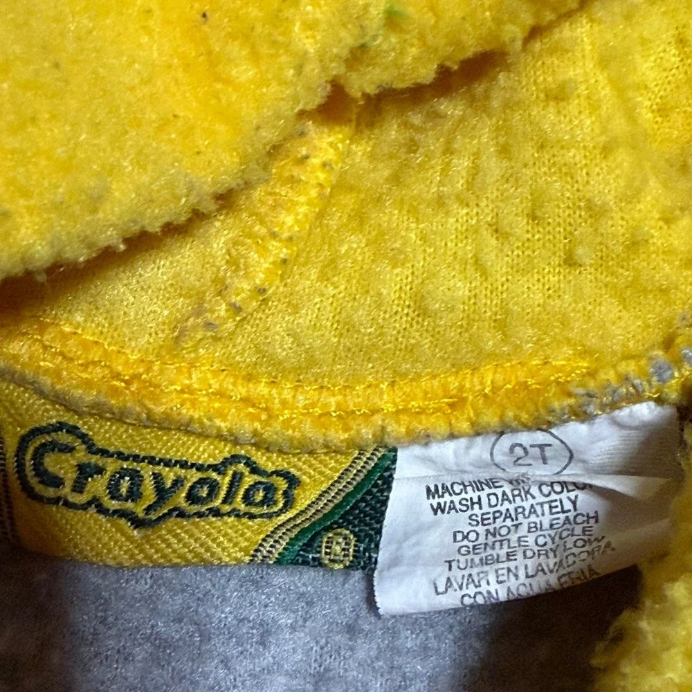 Vintage Crayola Crayon Box Hoodie Toddler 2T Yellow Gray Fleece Sweatshirt